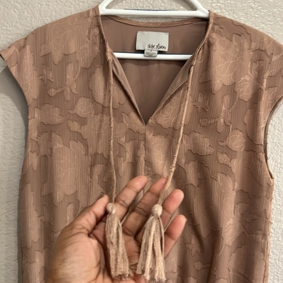 Chloe Oliver Muse Nude Drop Waist Mini Dress Size Small Sleeveless V Neck - Picture 3 of 9